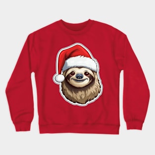 Christmas Sloth Wearing Santa Hat Crewneck Sweatshirt